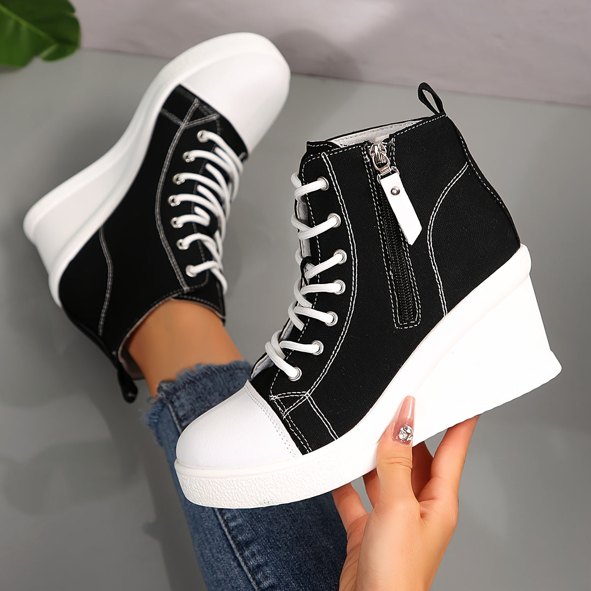 Uptown Canvas Wedge Sneaker | Solara