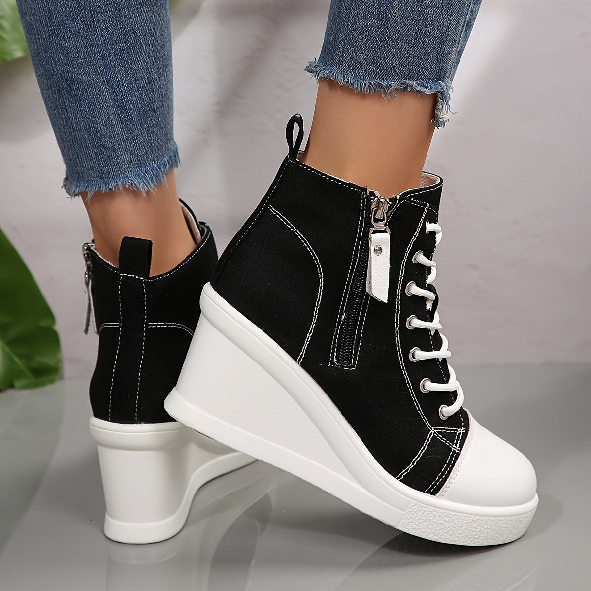 Uptown Canvas Wedge Sneaker | Solara