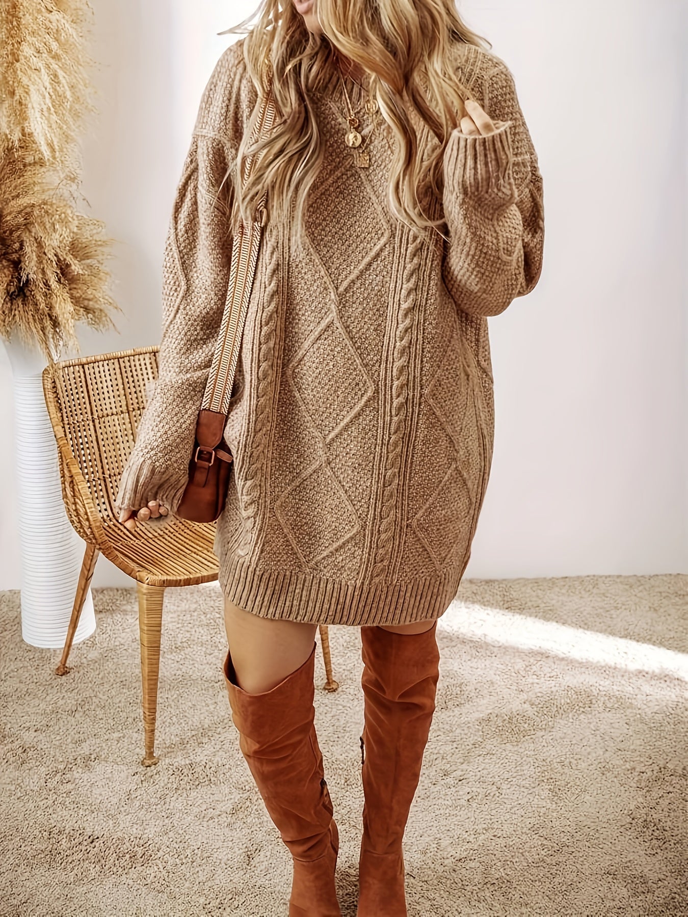 Juno Cable Knit Sweater Dress | Elara
