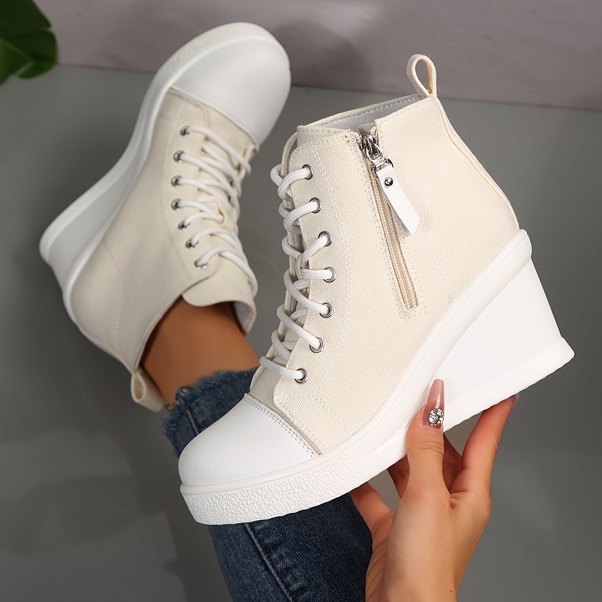 Uptown Canvas Wedge Sneaker | Solara