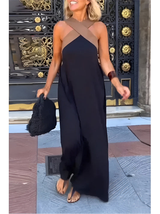 Elegant crossed-cut everyday dress for women | Delphine