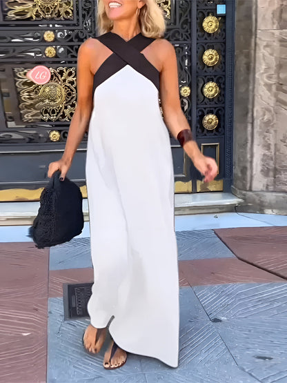 Elegant crossed-cut everyday dress for women | Delphine