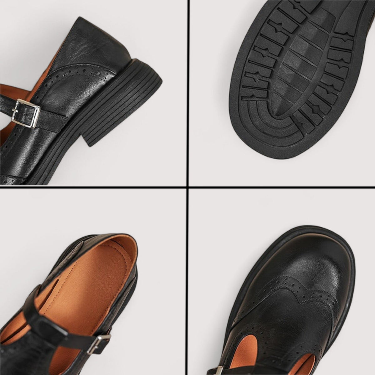 Elegant leather mary jane everyday flats for women | Louisa