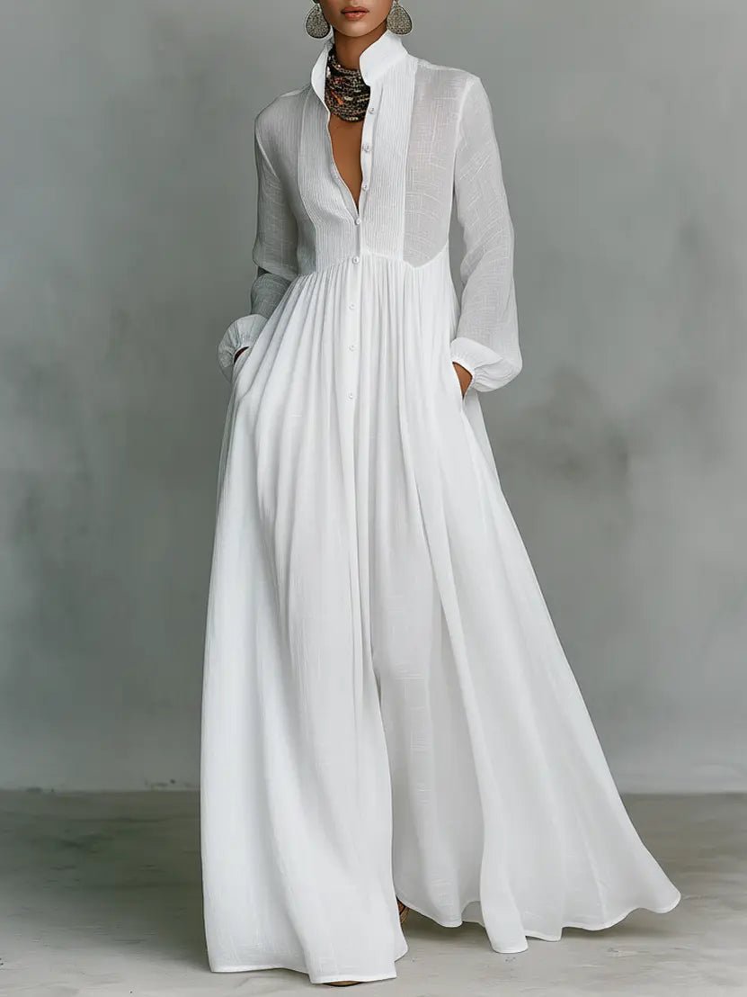 Noemi | Women's Long Sleeve Button Front Maxi Dress