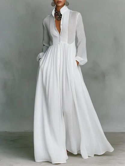 Noemi | Women's Long Sleeve Button Front Maxi Dress