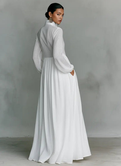 Noemi | Women's Long Sleeve Button Front Maxi Dress