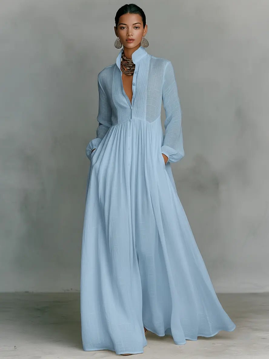 Noemi | Women's Long Sleeve Button Front Maxi Dress