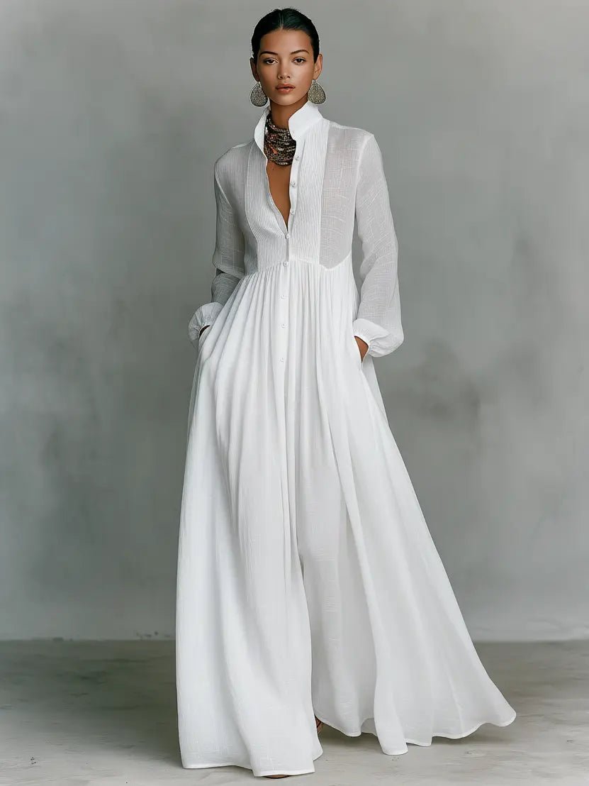 Noemi | Women's Long Sleeve Button Front Maxi Dress