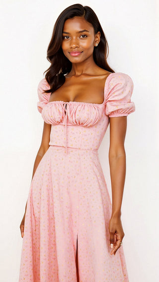 Daniela Midikleid mit quadratischem Halsausschnitt