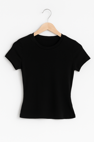 Laila Crop Top mit Rundhals Kurzarm