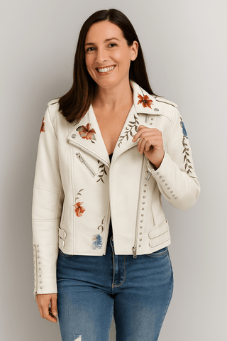 Line Floral Vegane Lederjacke