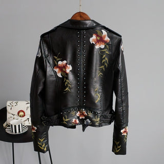 Line Floral Vegane Lederjacke