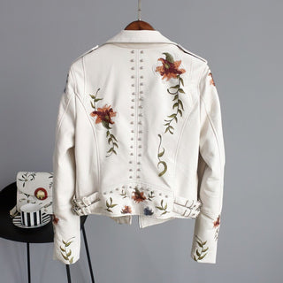 Line Floral Vegane Lederjacke