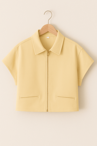 Shirley Kurzarm Zip-Jacke Schwarz mit Kragen