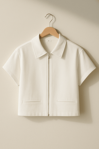 Shirley Kurzarm Zip-Jacke Schwarz mit Kragen