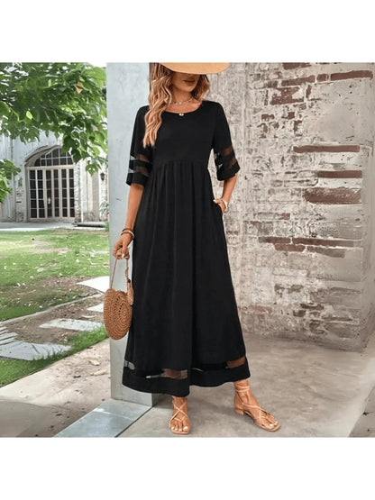Empire waist flowy tummy coverage midi dress for women | Nadia