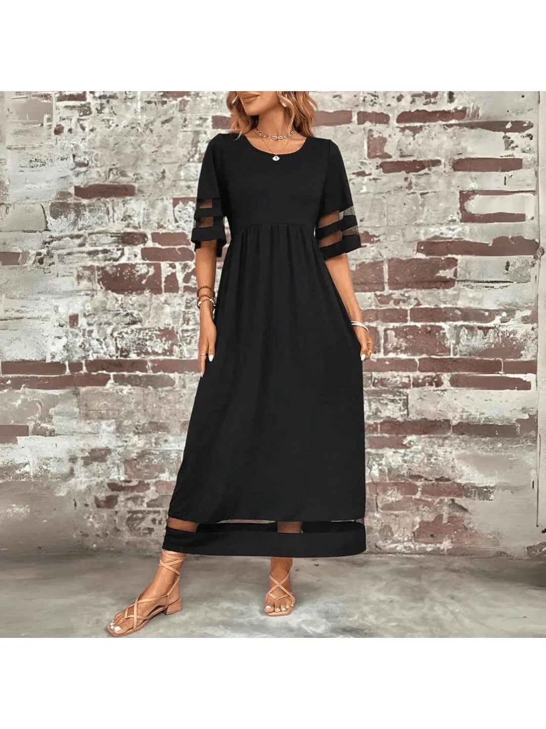 Empire waist flowy tummy coverage midi dress for women | Nadia