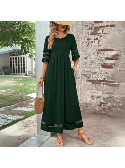 Empire waist flowy tummy coverage midi dress for women | Nadia