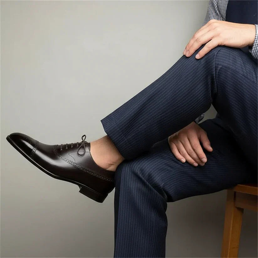 Classic leather brogue oxford dress shoes for men