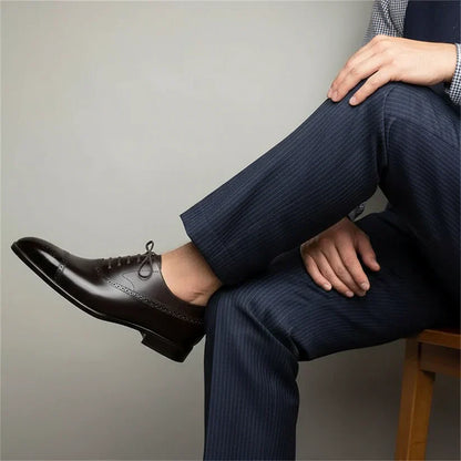 Classic leather brogue oxford dress shoes for men