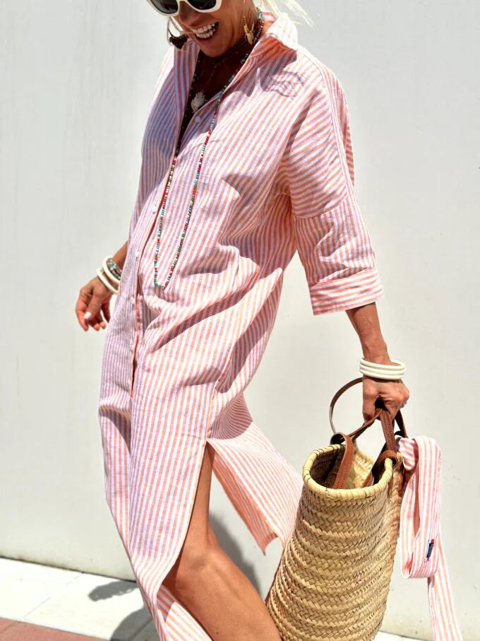 Striped button-down shirt dress for women | Brooke