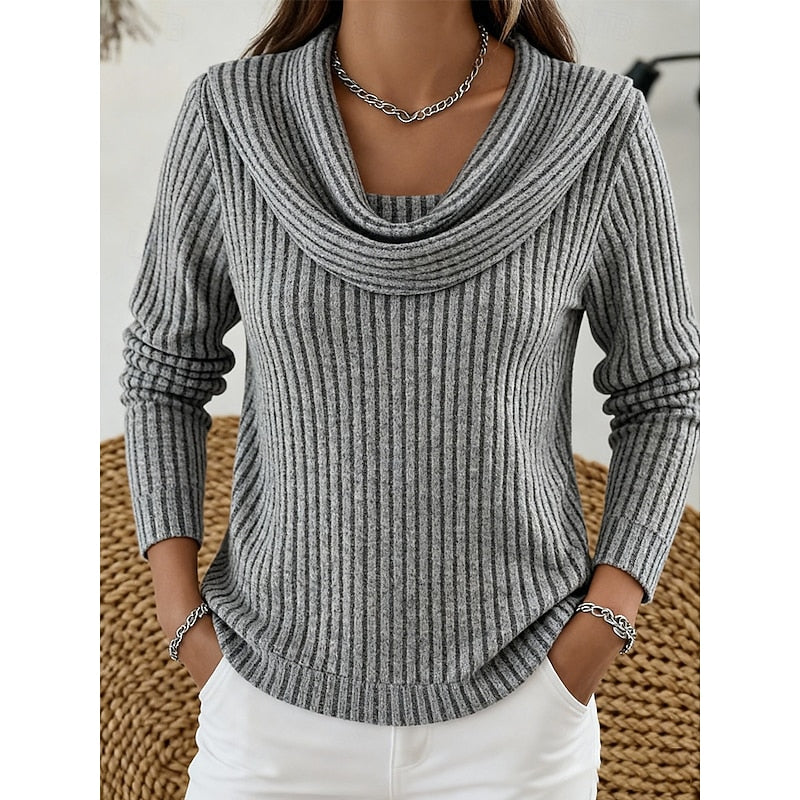 Marisela | Women's Cowl Neck Ribbed Top