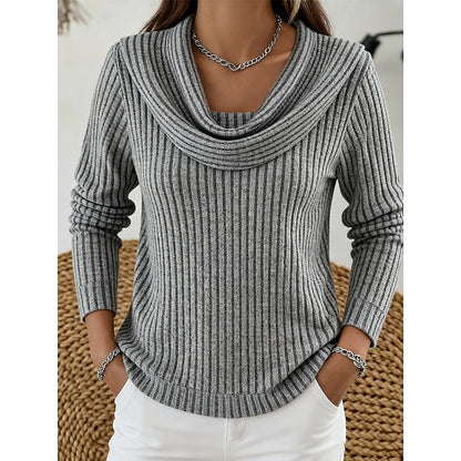 Marisela | Women's Cowl Neck Ribbed Top