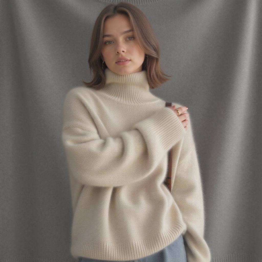 Oversized turtleneck pullover sweater for women | Alina