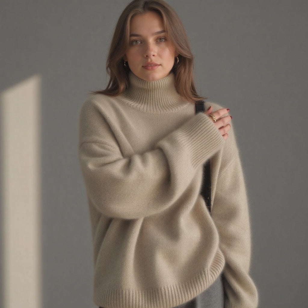 Oversized turtleneck pullover sweater for women | Alina
