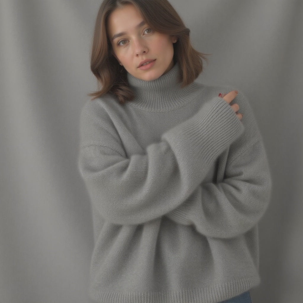 Oversized turtleneck pullover sweater for women | Alina