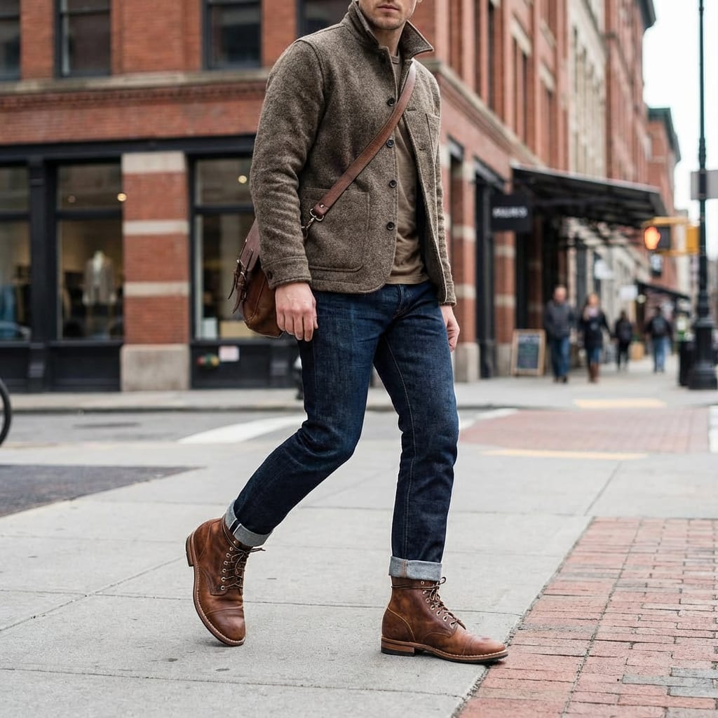 Retro ankle utility boots with adjustable straps for men | Nolan