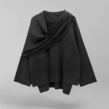 Chic asymmetrical wool poncho for women | Seraphina