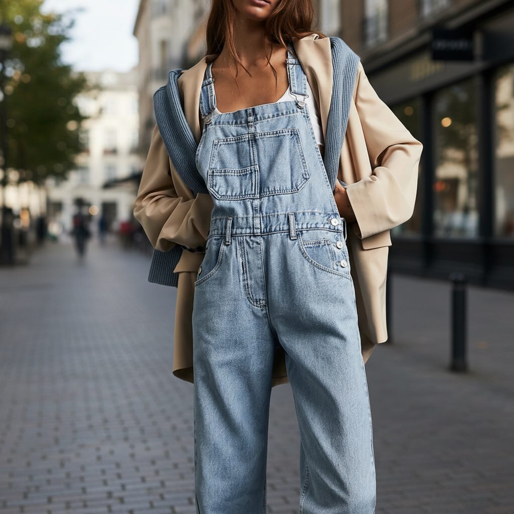 Orlena | Women's Wide Leg Denim Overall Jumpsuit