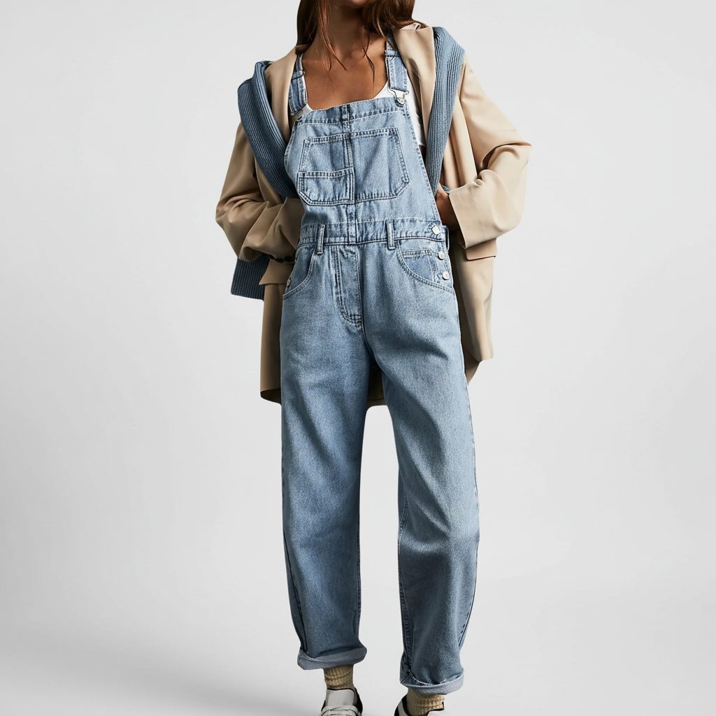 Orlena | Women's Wide Leg Denim Overall Jumpsuit
