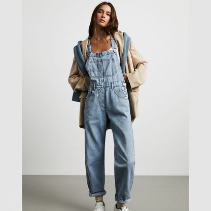 Orlena | Women's Wide Leg Denim Overall Jumpsuit