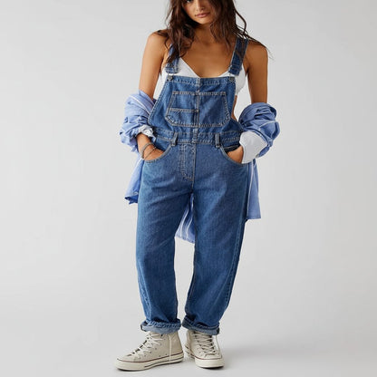 Orlena | Women's Wide Leg Denim Overall Jumpsuit