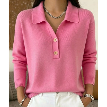 Estella | Women's Collared Button Front Pullover Top with Relaxed Fit