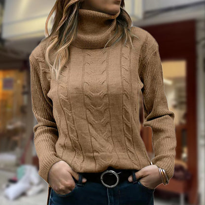 Marisol | Women's Fitted Cable Knit Turtleneck Sweater