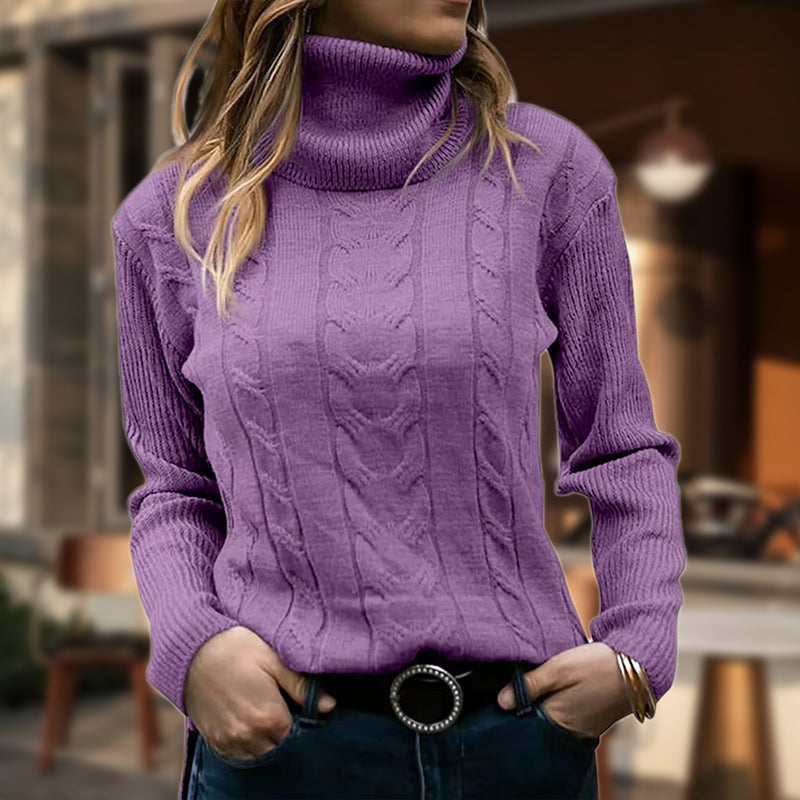 Marisol | Women's Fitted Cable Knit Turtleneck Sweater