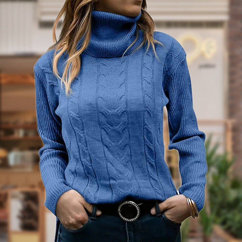 Marisol | Women's Fitted Cable Knit Turtleneck Sweater