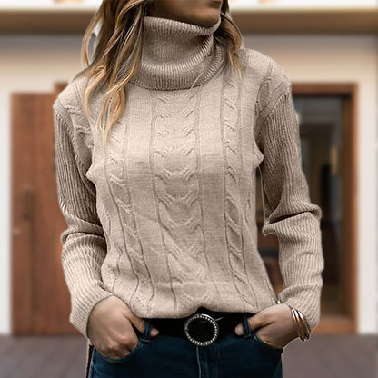 Marisol | Women's Fitted Cable Knit Turtleneck Sweater