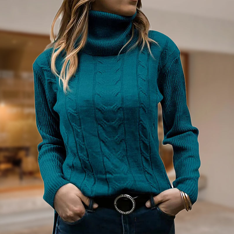 Marisol | Women's Fitted Cable Knit Turtleneck Sweater