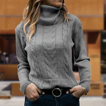 Marisol | Women's Fitted Cable Knit Turtleneck Sweater