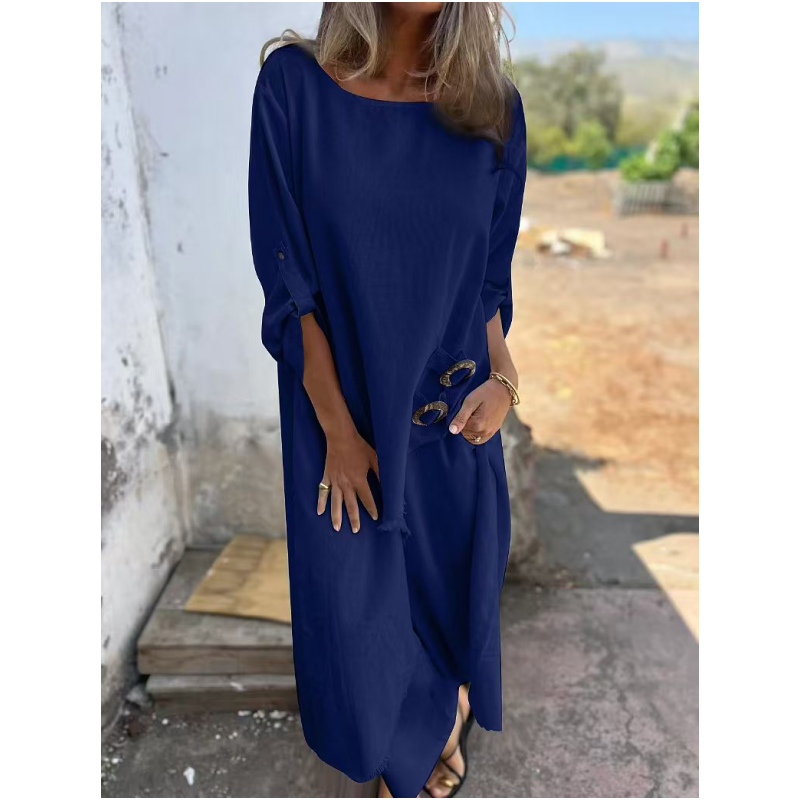 Stylish cotton-linen two-piece dress and pants set | Elara