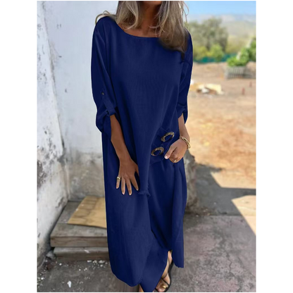 Stylish cotton-linen two-piece dress and pants set | Elara