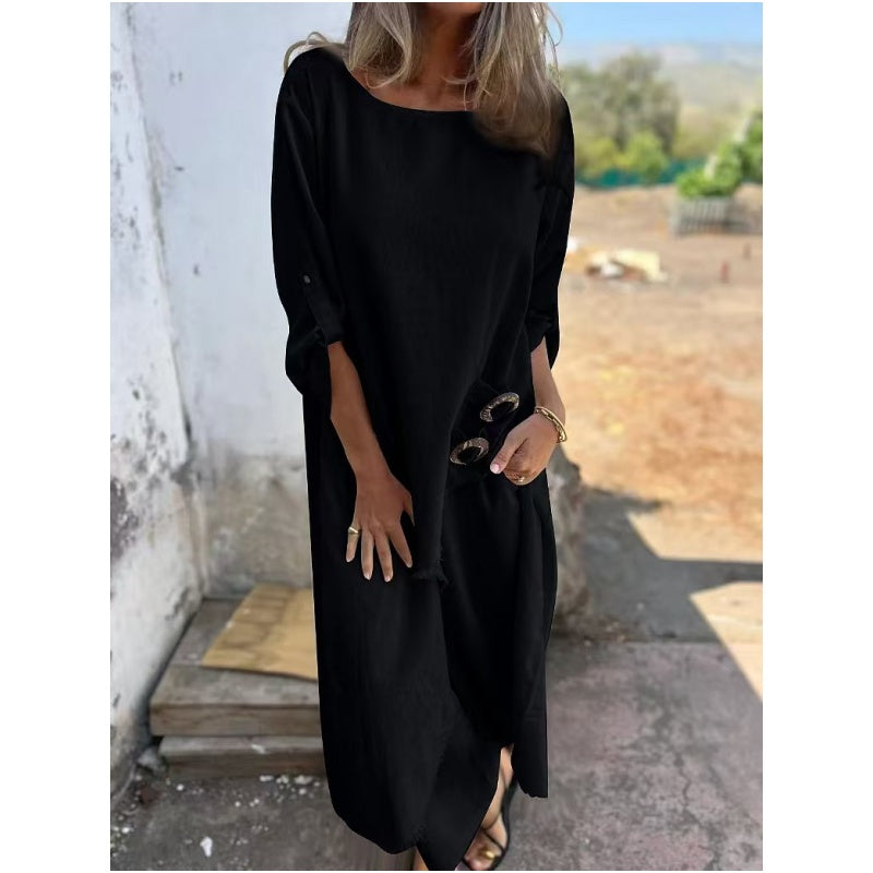Stylish cotton-linen two-piece dress and pants set | Elara