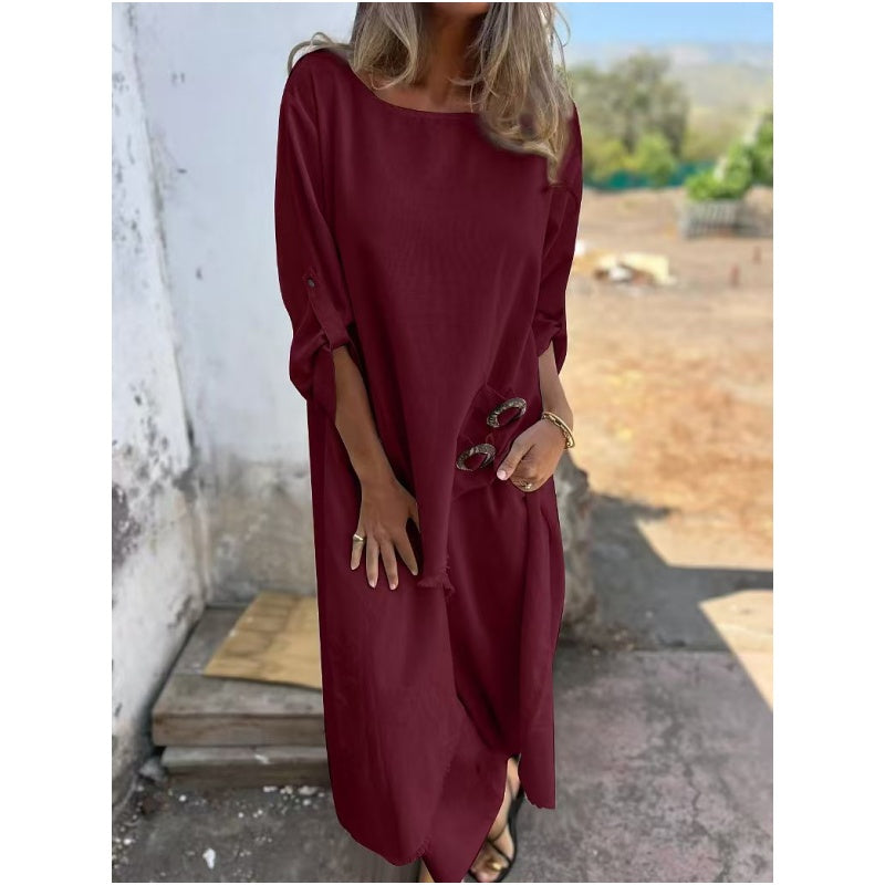 Stylish cotton-linen two-piece dress and pants set | Elara