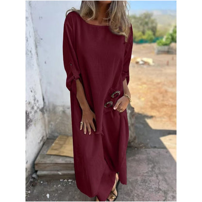 Stylish cotton-linen two-piece dress and pants set | Elara