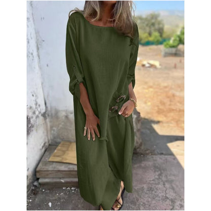 Stylish cotton-linen two-piece dress and pants set | Elara