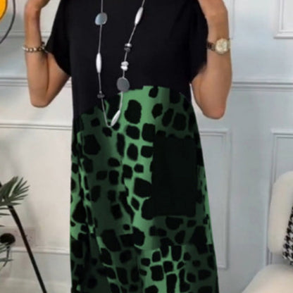 Vibrant printed loose fit round neck dress for women | Marisela